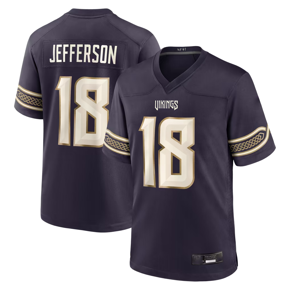Kooe MN.Vikings #18 Justin Jefferson Purple 2026 Rivalries Collection Game Stitched Jerseys