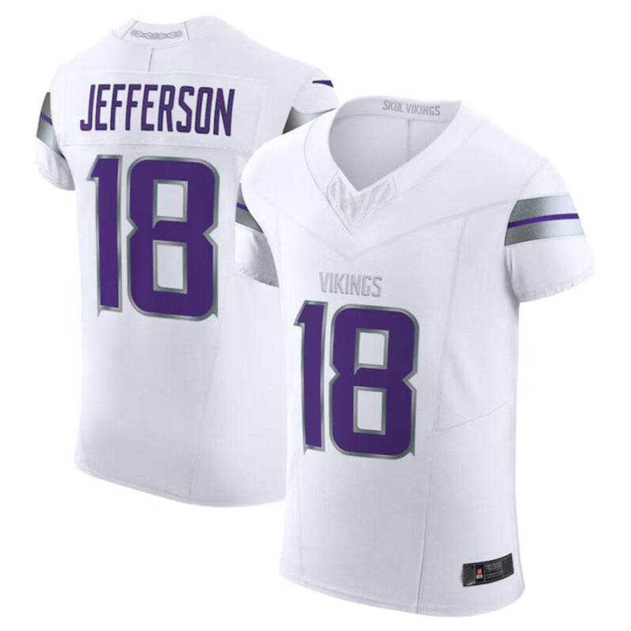 Kooe MN.Vikings #18 Justin Jefferson White Alternate Vapor F.U.S.E. Elite Player American Stitched Jerseys