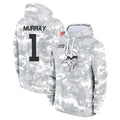 Kooe MN.Vikings #1 Kyler Murray Player Arctic Camo Salute to Service Pullover Hoodies Limited Game Stitched Jerseys