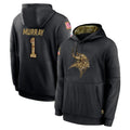 Kooe MN.Vikings #1 Kyler Murray Player Black Salute to Service Hoodies Limited Game Stitched Jerseys