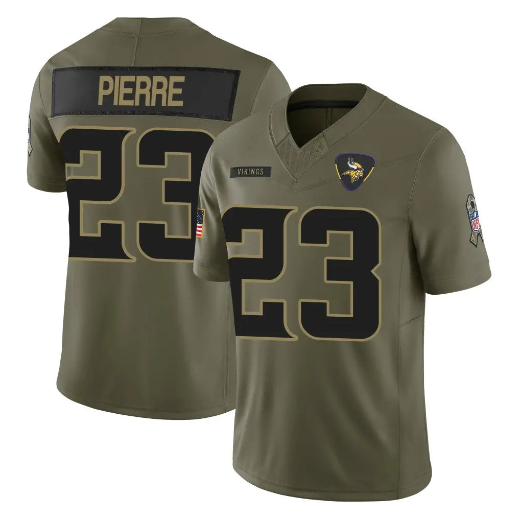 Kooe MN.Vikings #23 James Pierre Player Olive 2025 Salute To Service Limited Game Stitched Jerseys