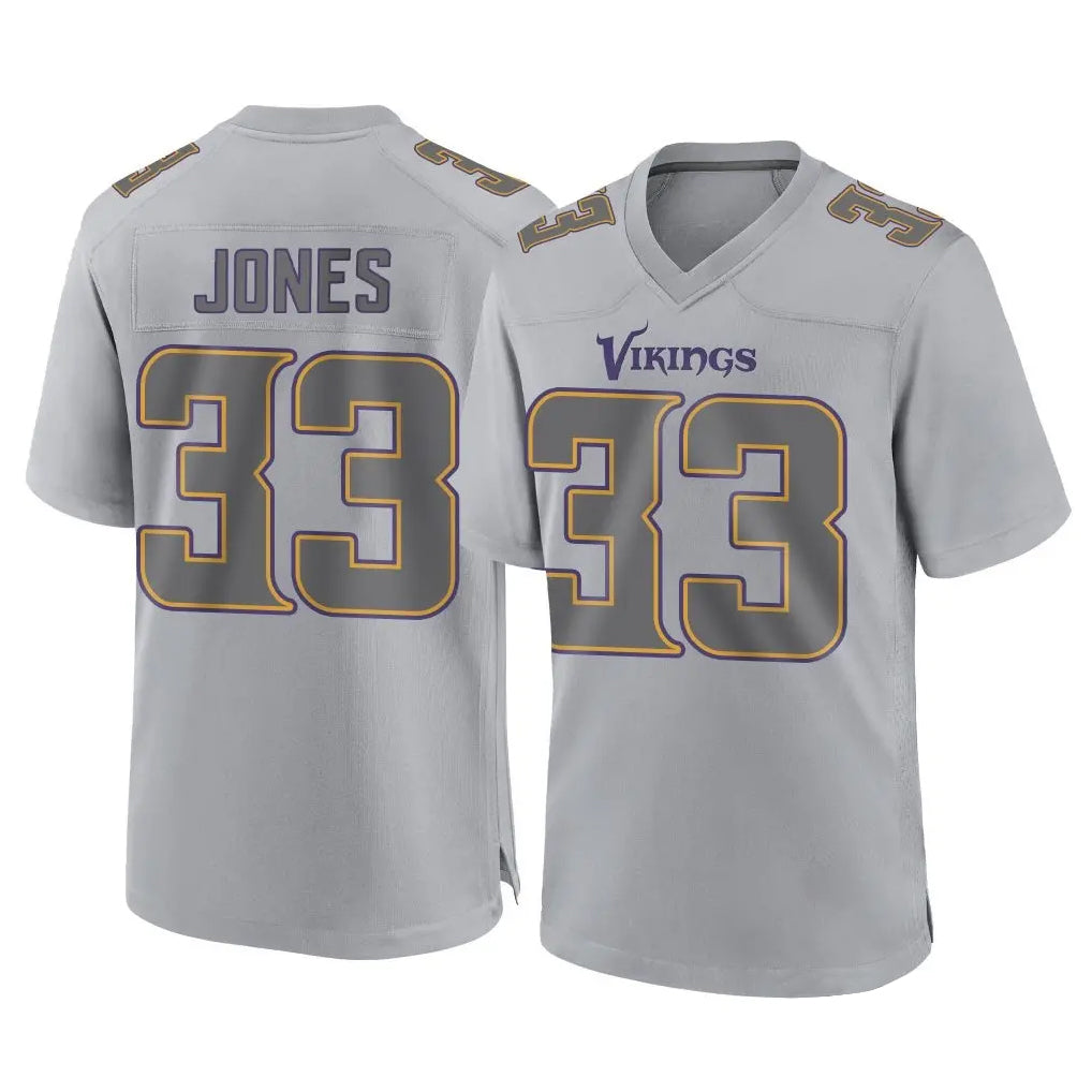 Kooe MN.Vikings #33 Aaron Jones Sr. Player Gray Atmosphere Fashion Home Game Stitched Jerseys