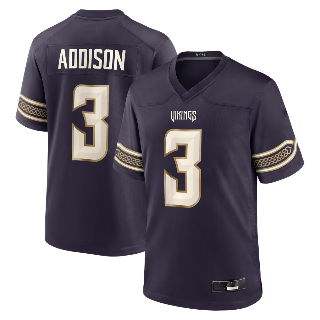 Kooe MN.Vikings #3 Jordan Addison Purple 2026 Rivalries Collection Game Stitched Jerseys