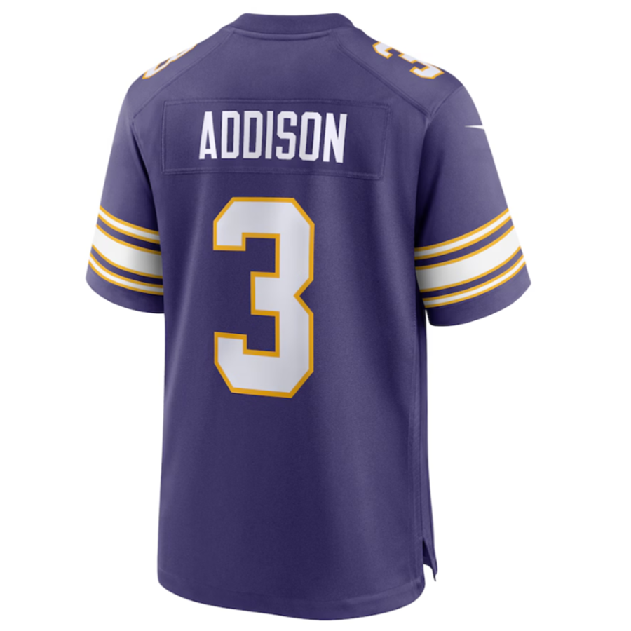Kooe MN.Vikings #3 Jordan Addison Purple Classic Player Game Jersey American Stitched Jersey