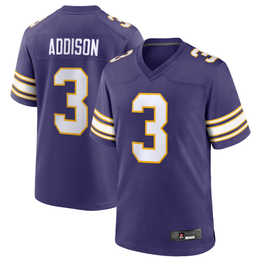 Kooe MN.Vikings #3 Jordan Addison Purple Classic Player Game American Stitched Jerseys