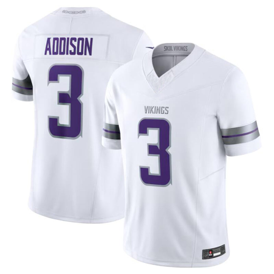 Kooe MN.Vikings #3 Jordan Addison White Alternate Vapor F.U.S.E. Limited American Stitched Jerseys