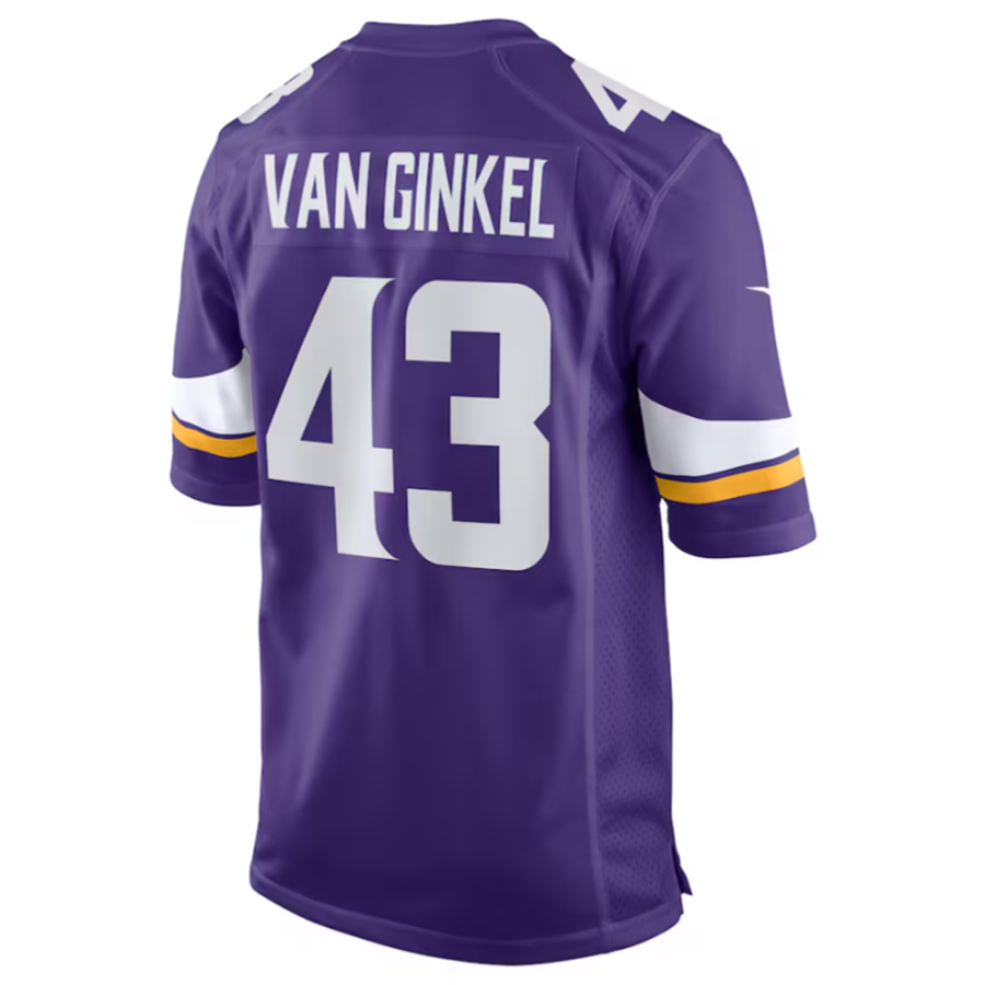 Kooe MN.Vikings #43 Andrew Van Ginkel Purple Team Game Jersey Stitched American Stitched Jerseys