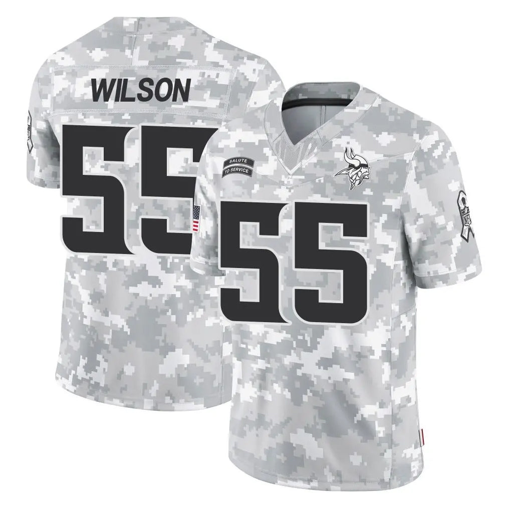 Kooe MN.Vikings #55 Eric Wilson Player Arctic Camo Salute To Service Limited Game Stitched Jerseys