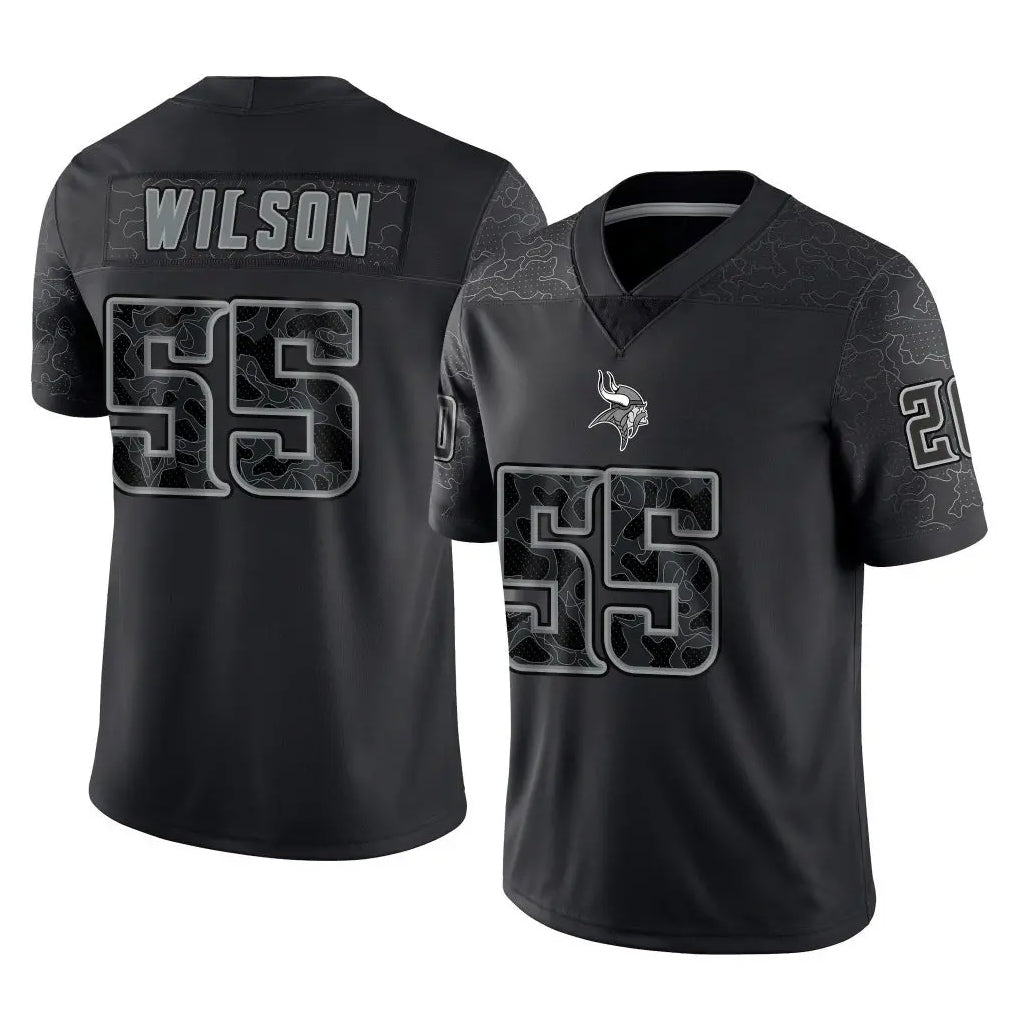 Kooe MN.Vikings #55 Eric Wilson Player Black Reflective LImited Home Game Stitched Jerseys