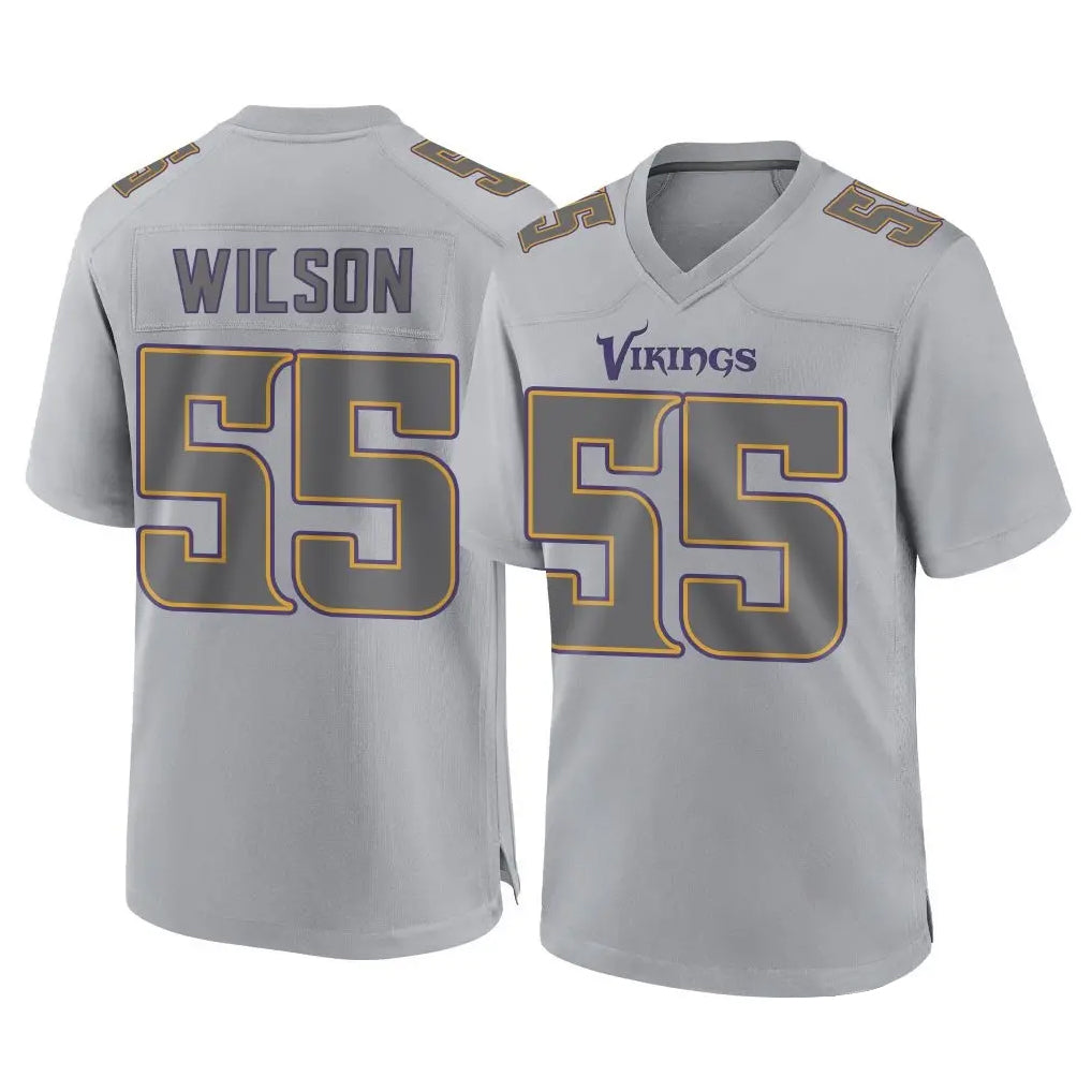 Kooe MN.Vikings #55 Eric Wilson Player Gray Atmosphere Fashion Home Game Stitched Jerseys