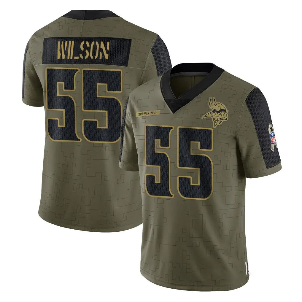 Kooe MN.Vikings #55 Eric Wilson Player Olive Salute To Service Limited Game Stitched Jerseys