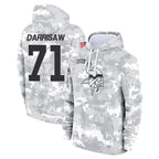 Kooe MN.Vikings #71 Christian Darrisaw Player Arctic Camo Salute to Service Pullover Hoodies Limited Game Stitched Jerseys