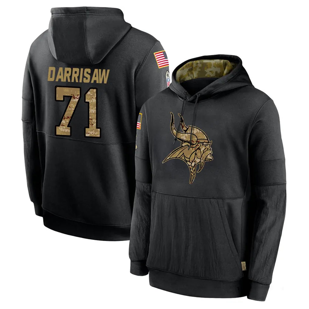 Kooe MN.Vikings #71 Christian Darrisaw Player Black Salute to Service Hoodies Limited Game Stitched Jerseys
