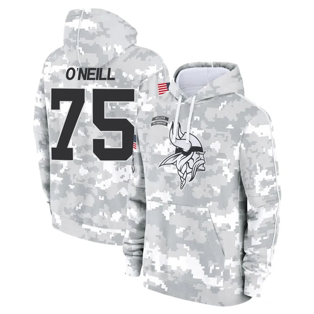 Kooe MN.Vikings #75 Brian O'Neill Player Arctic Camo Salute to Service Pullover Hoodies Limited Game Stitched Jerseys