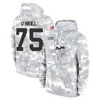 Kooe MN.Vikings #75 Brian O'Neill Player Arctic Camo Salute to Service Pullover Hoodies Limited Game Stitched Jerseys