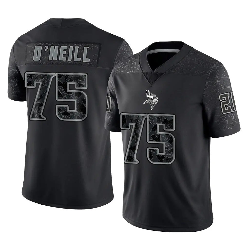 Kooe MN.Vikings #75 Brian O'Neill Player Black Reflective LImited Home Game Stitched Jerseys