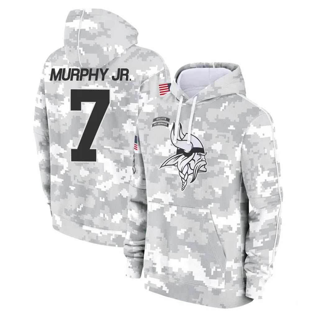 Kooe MN.Vikings #7 Byron Murphy Jr. Player Arctic Camo Salute to Service Pullover Hoodies Limited Game Stitched Jerseys