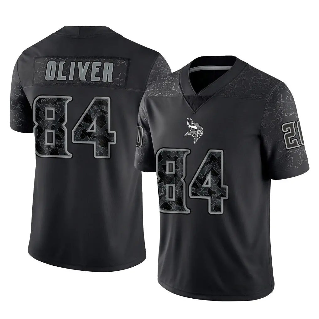 Kooe MN.Vikings #84 Josh Oliver Player Black Reflective LImited Home Game Stitched Jerseys