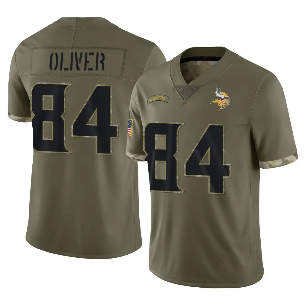 Kooe MN.Vikings #84 Josh Oliver Player Olive Salute To Service Limited Stitched Jerseys