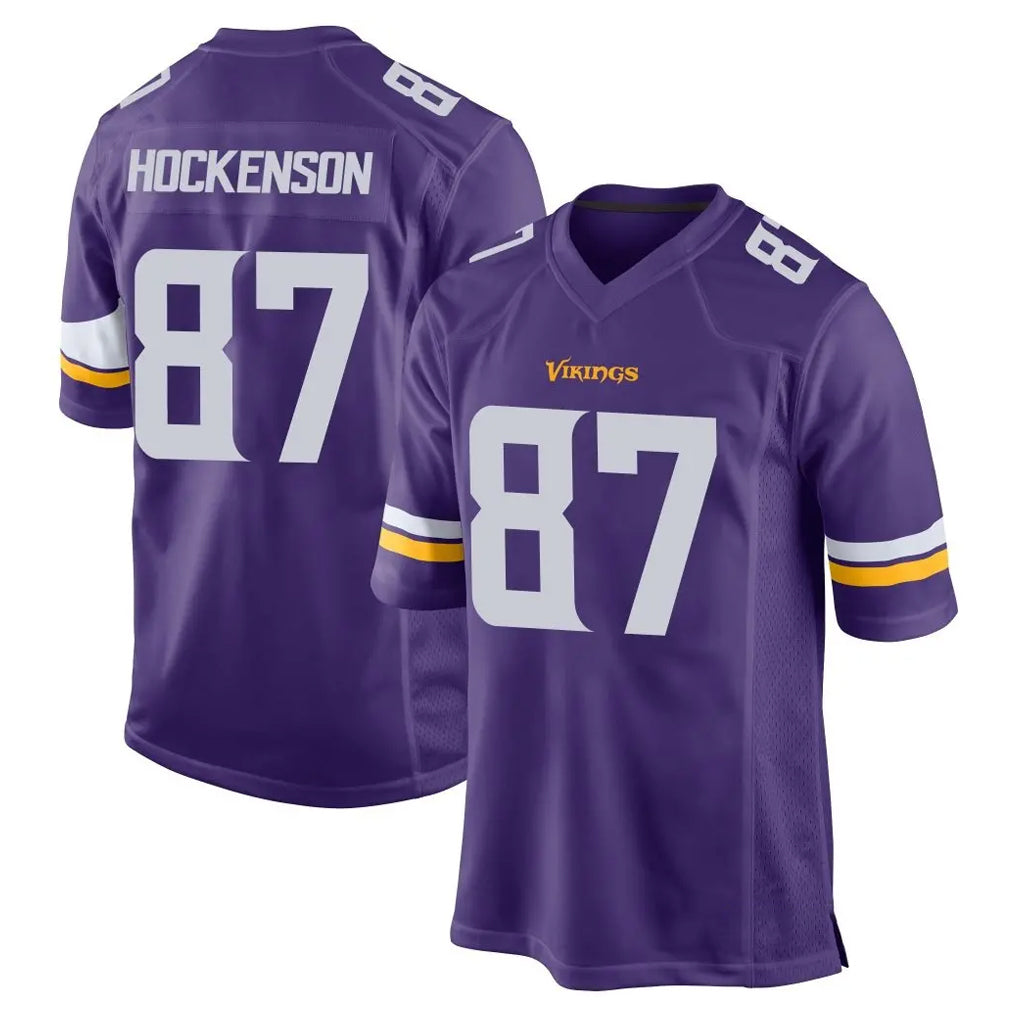 Kooe MN.Vikings #87 T.J. Hockenson Player Purple Home Game Stitched Jerseys