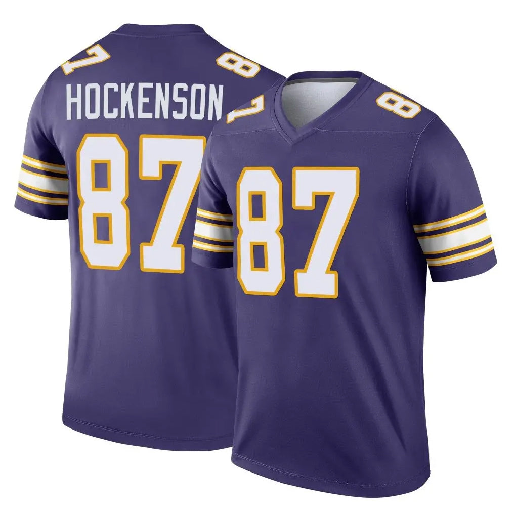 Kooe MN.Vikings #87 T.J. Hockenson Player Purple Limited Classic Home Game Stitched Jerseys