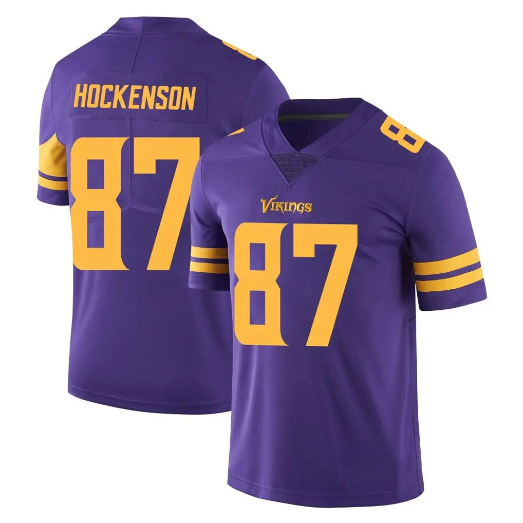 Kooe MN.Vikings #87 T.J. Hockenson Player Purple Limited Color Rush Home Game Stitched Jerseys