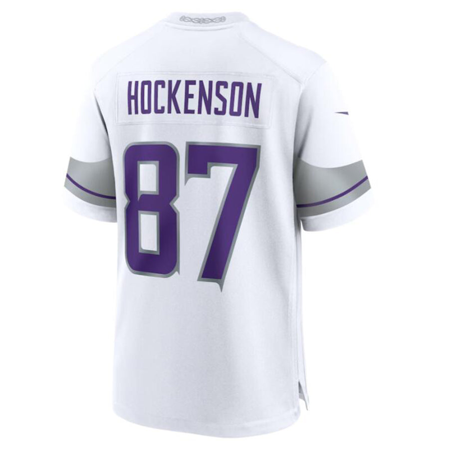 Kooe MN.Vikings #87 T.J. Hockenson White Alternate Game Player Jersey American Stitched Jersey