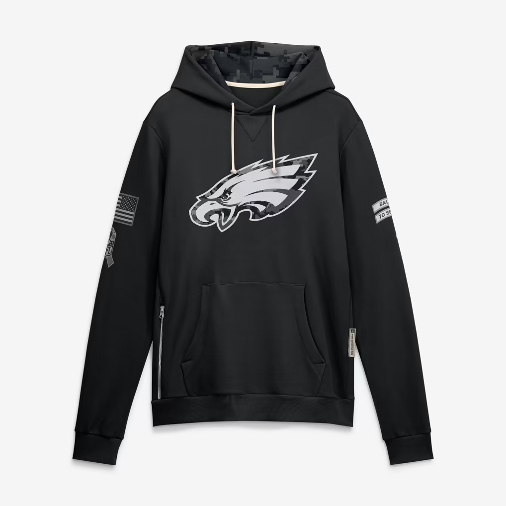 Kooe P.Eagles Black 2026 Salute to Service Sideline Dri-FIT Pullover Hoodie Jerseys
