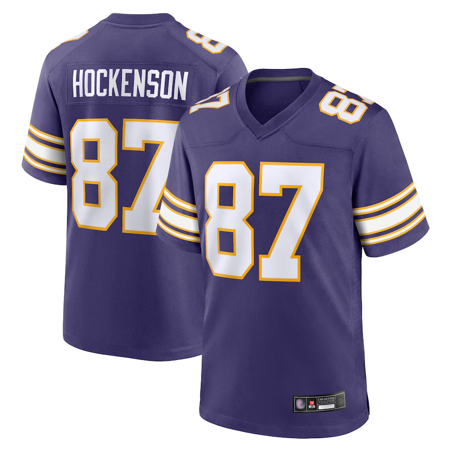 Kooe MN.Vikings Secondary Alternate Game Football Jerseys - Purple - #87 T.J. Hockenson Player Stitched Jerseys