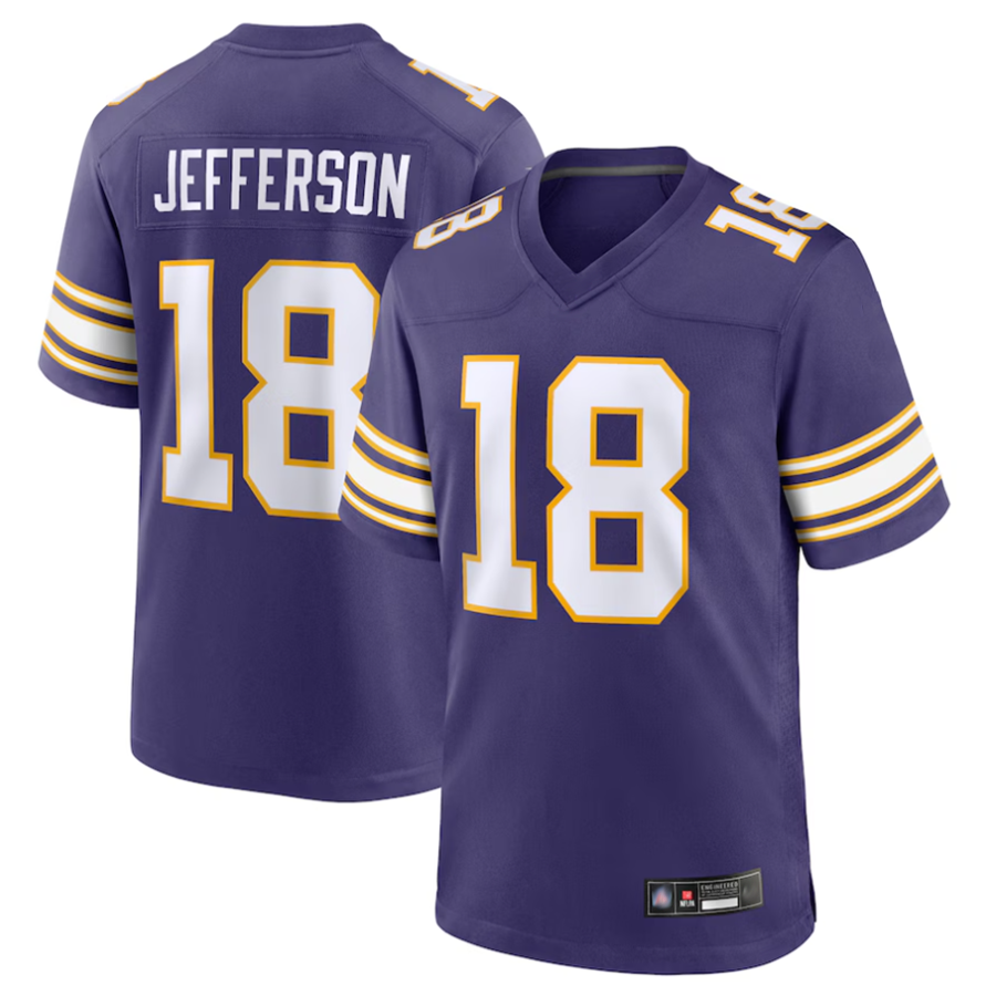 Kooe MN.Vikings #18 Justin Jefferson Player Purple Classic Limited Game Stitched Jerseys