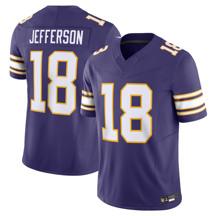 Kooe MN.Vikings #18 Justin Jefferson Player Purple Vapor F.U.S.E. Limited Stitched Jerseys