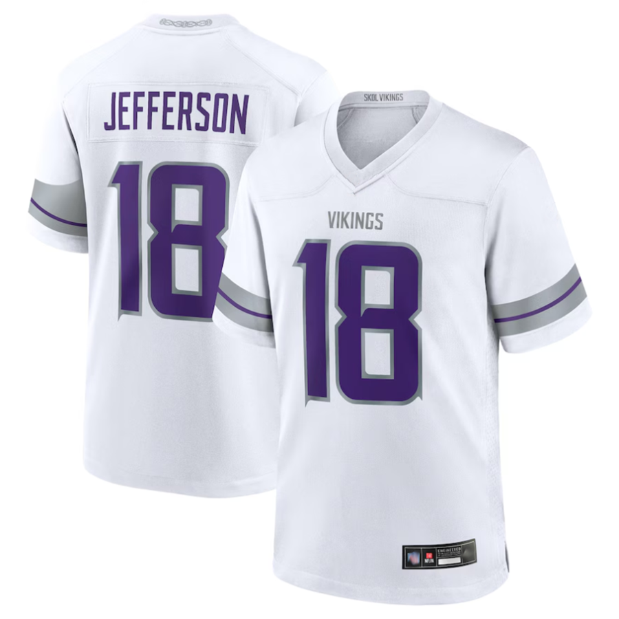 Kooe MN.Vikings #18 Justin Jefferson Player White Replica Game Stitched Jerseys