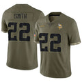 Kooe MN.Vikings #22 Harrison Smith Player Salute To Service Limited Olive Stitched Jerseys