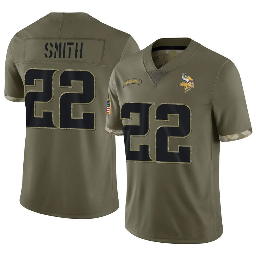 Kooe MN.Vikings #22 Harrison Smith Player Salute To Service Limited Olive Stitched Jerseys