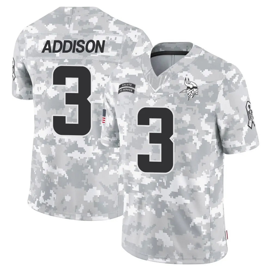 Kooe MN.Vikings #3 Jordan Addison Player Arctic Camo Salute to Service Limited Stitched Jerseys