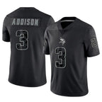 Kooe MN.Vikings #3 Jordan Addison Player Black REFLECTIVE Limited Stitched Jerseys