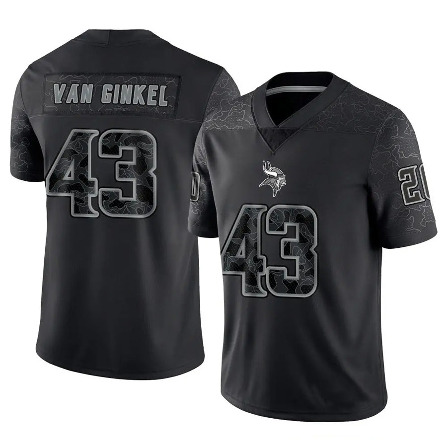 Kooe MN.Vikings #43 Andrew Van Ginkel Player Black REFLECTIVE Limited Stitched Jerseys