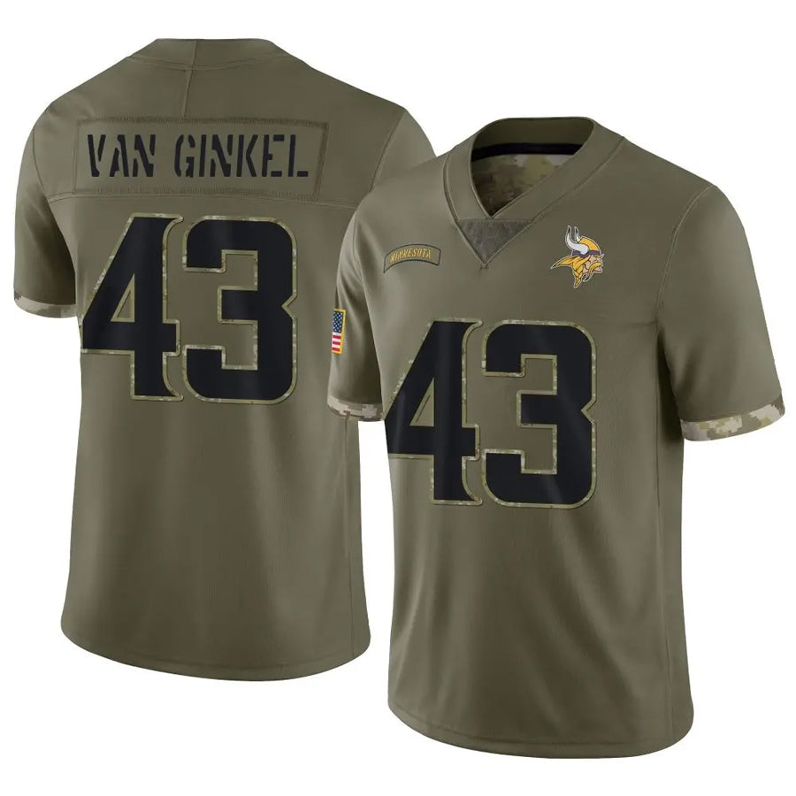 Kooe MN.Vikings #43 Andrew Van Ginkel Player Salute To Service Limited Olive Stitched Jerseys