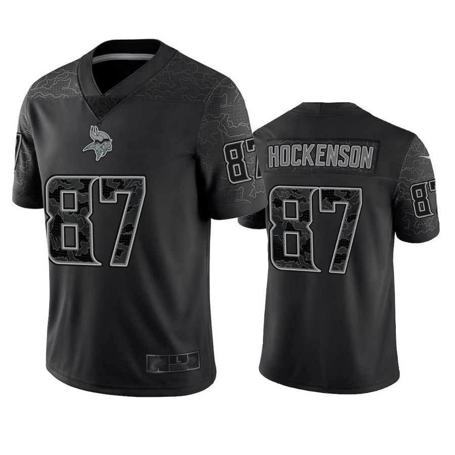 Kooe MN.Vikings #87 T.J. Hockenson Player Black REFLECTIVE Limited Stitched Jerseys