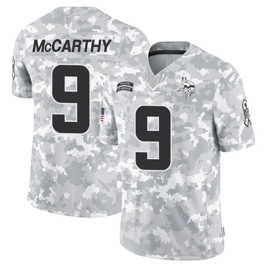 Kooe MN.Vikings #9 J.J. McCarthy Player Arctic Camo Salute to Service Limited Stitched Jerseys