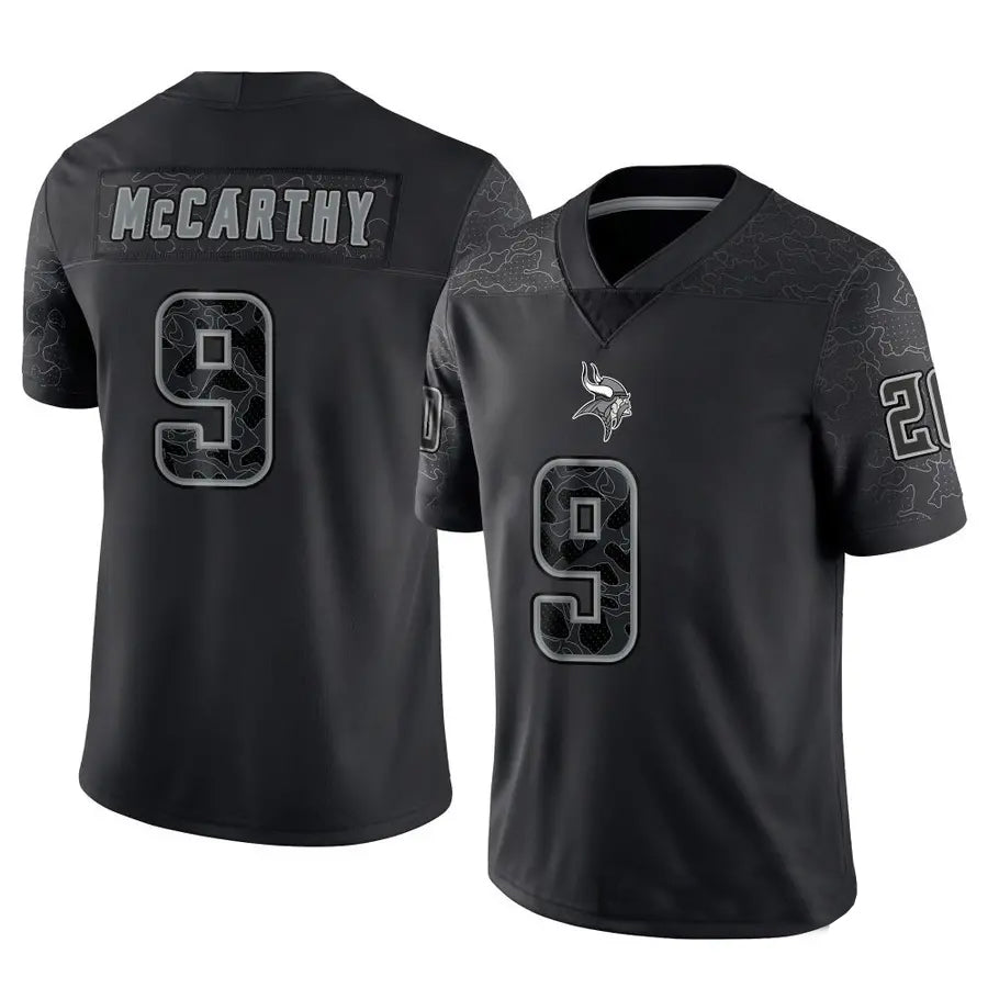 Kooe MN.Vikings #9 J.J. McCarthy Player Black REFLECTIVE Limited Stitched Jerseys