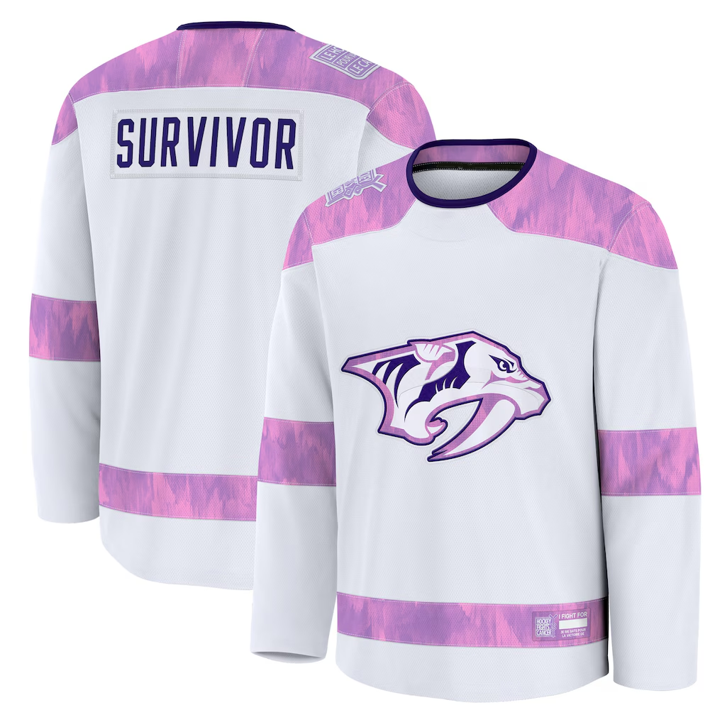 Kooe N.Predators White Hockey Fights Cancer Survivor Practice Jerseys