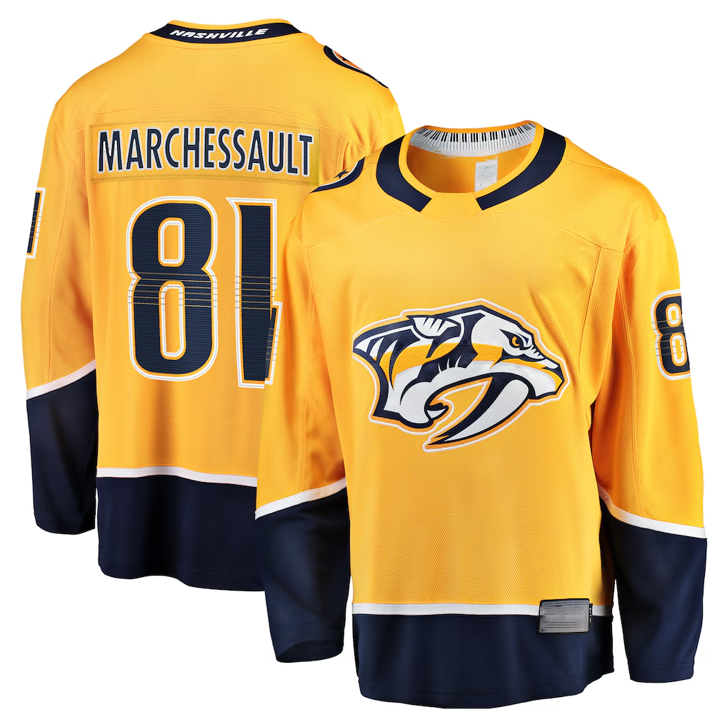 Kooe N.Predators #81 Jonathan Marchessault Gold Home Premier Breakaway Player Jerseys