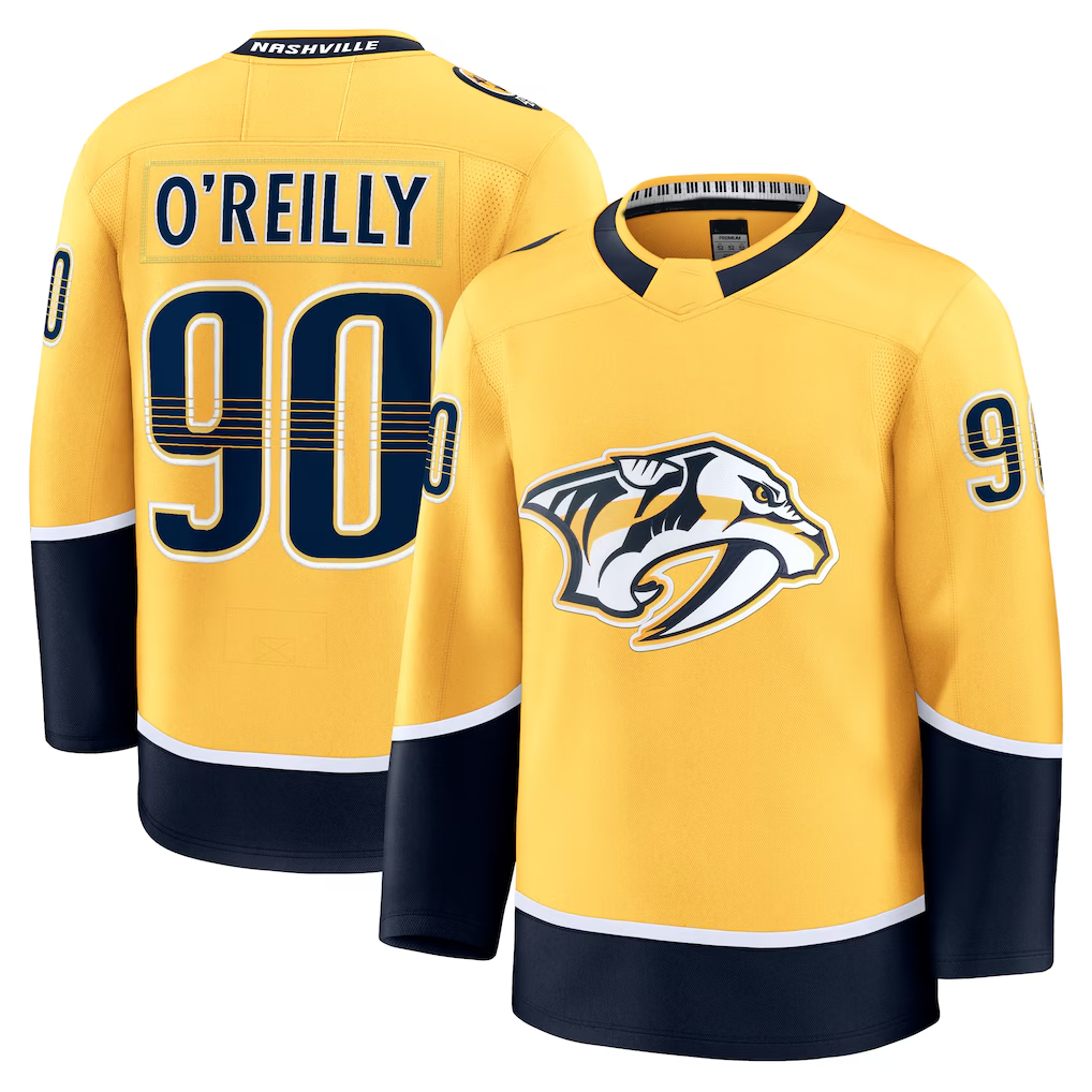 Kooe N.Predators #90 Ryan O'Reilly Yellow Home Premium Jerseys