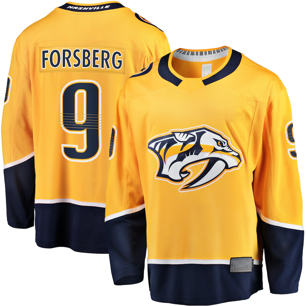 Kooe N.Predators #9 Filip Forsberg Gold Home Breakaway Jerseys