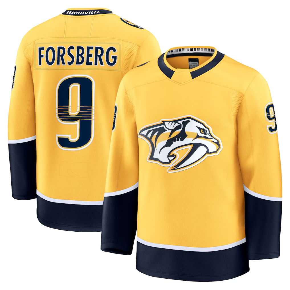 Kooe N.Predators #9 Filip Forsberg Gold Home Premium Jerseys