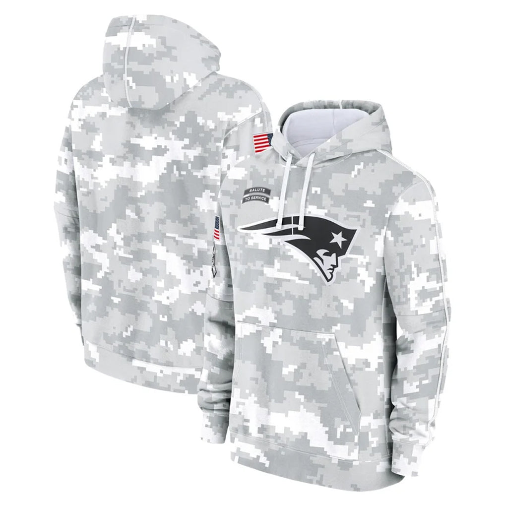 Kooe NE.Patriots Arctic Camo Salute to Service Pullover Hoodies Limited Game Blank Player Stitched Jerseys
