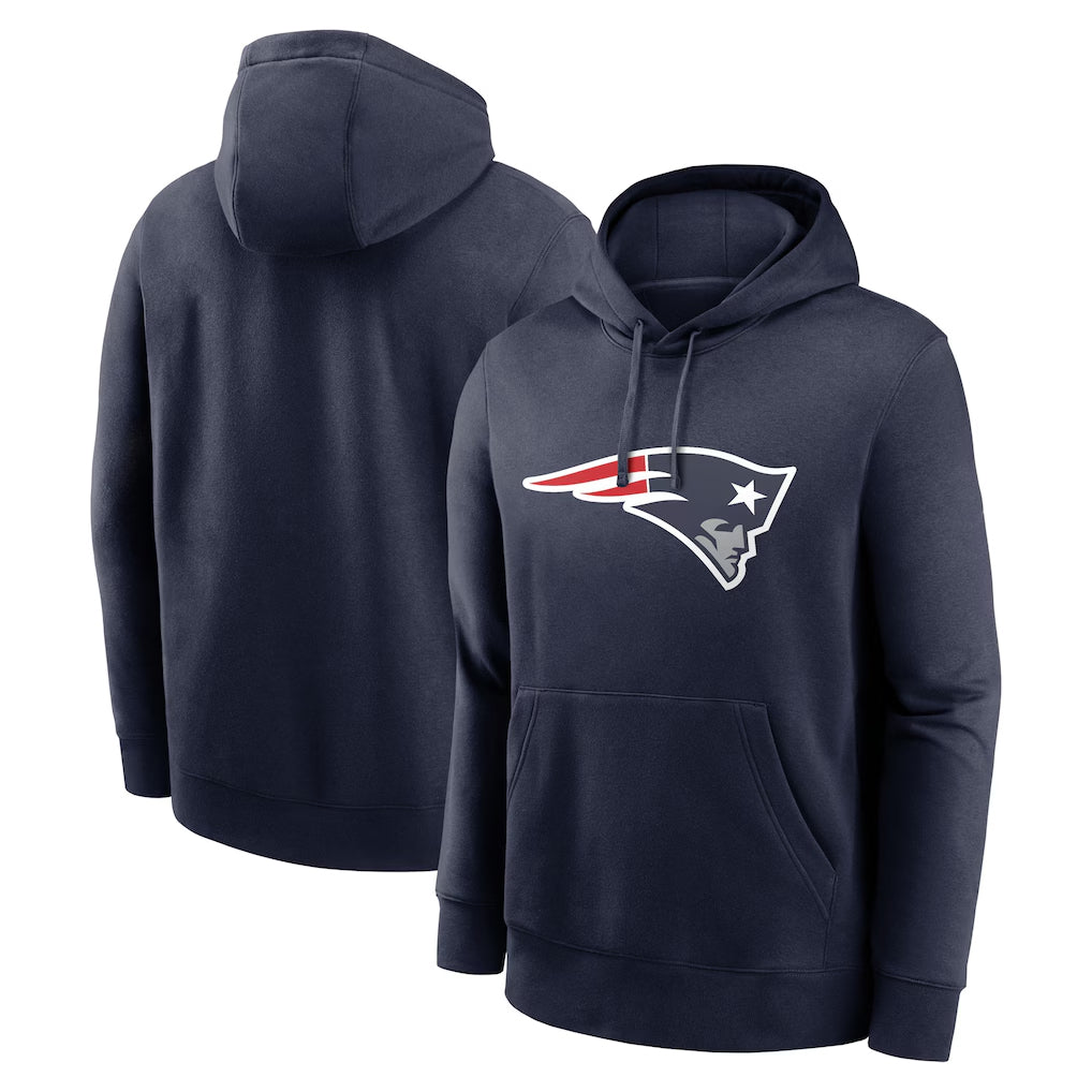 Kooe NE.Patriots Navy LOGO Pullover Hoodies Home Game Blank Player Stitched Jerseys