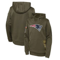 Kooe NE.Patriots Olive Salute to Service Pullover Hoodies Home Game Blank Player Stitched Jerseys