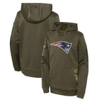 Kooe NE.Patriots Olive Salute to Service Pullover Hoodies Home Game Blank Player Stitched Jerseys